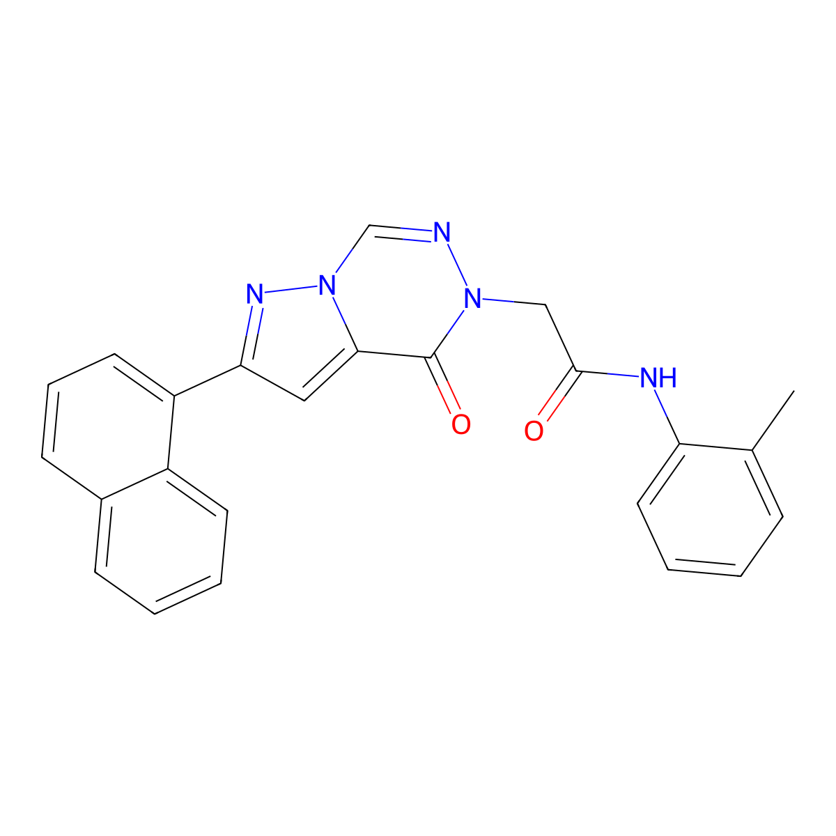 N-(2-methylphenyl)-2-[2-(naphthalen-1-yl)-4-oxo-4H,5H-pyrazolo[1,5-d][1,2,4]triazin-5-yl]acetamide molecular structure, CAS 1326843-87-1