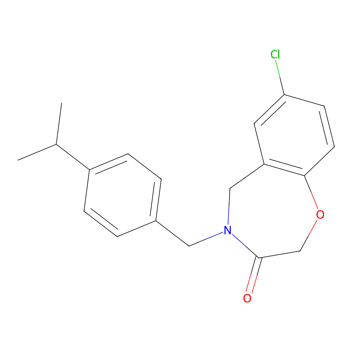 7-chloro-4-(4-isopropylbenzyl)-4,5-dihydro-1,4-benzoxazepin-3(2H)-one molecular structure, CAS 1326844-35-2