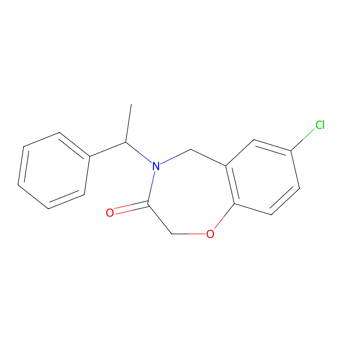 7-chloro-4-(1-phenylethyl)-4,5-dihydro-1,4-benzoxazepin-3(2H)-one molecular structure, CAS 1326844-39-6