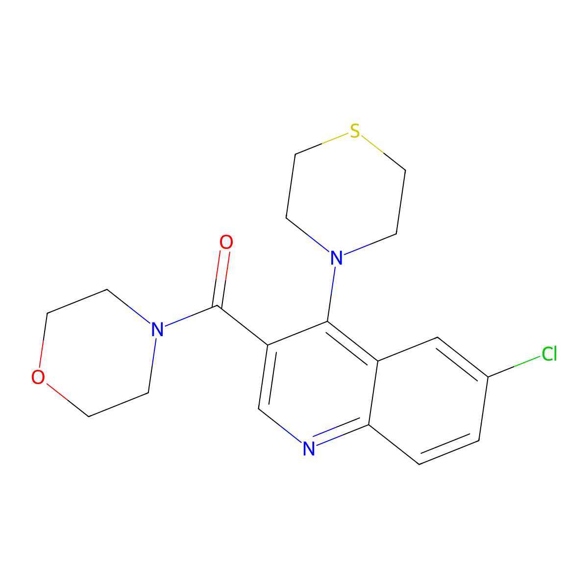[6-Chloro-4-(thiomorpholin-4-yl)quinolin-3-yl](morpholin-4-yl)methanone molecular structure, CAS 1326844-98-7