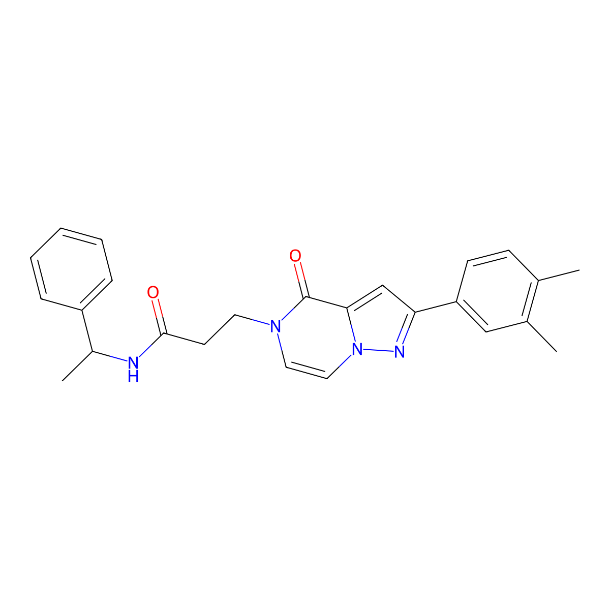 3-[2-(3,4-dimethylphenyl)-4-oxopyrazolo[1,5-a]pyrazin-5(4H)-yl]-N-(1-phenylethyl)propanamide molecular structure, CAS 1326845-15-1