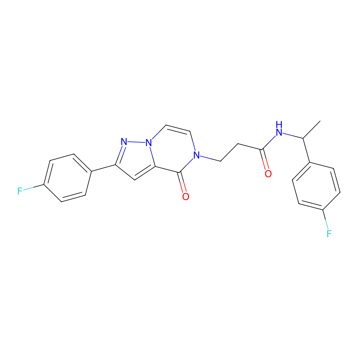 N-[1-(4-fluorophenyl)ethyl]-3-[2-(4-fluorophenyl)-4-oxopyrazolo[1,5-a]pyrazin-5(4H)-yl]propanamide molecular structure, CAS 1326845-74-2