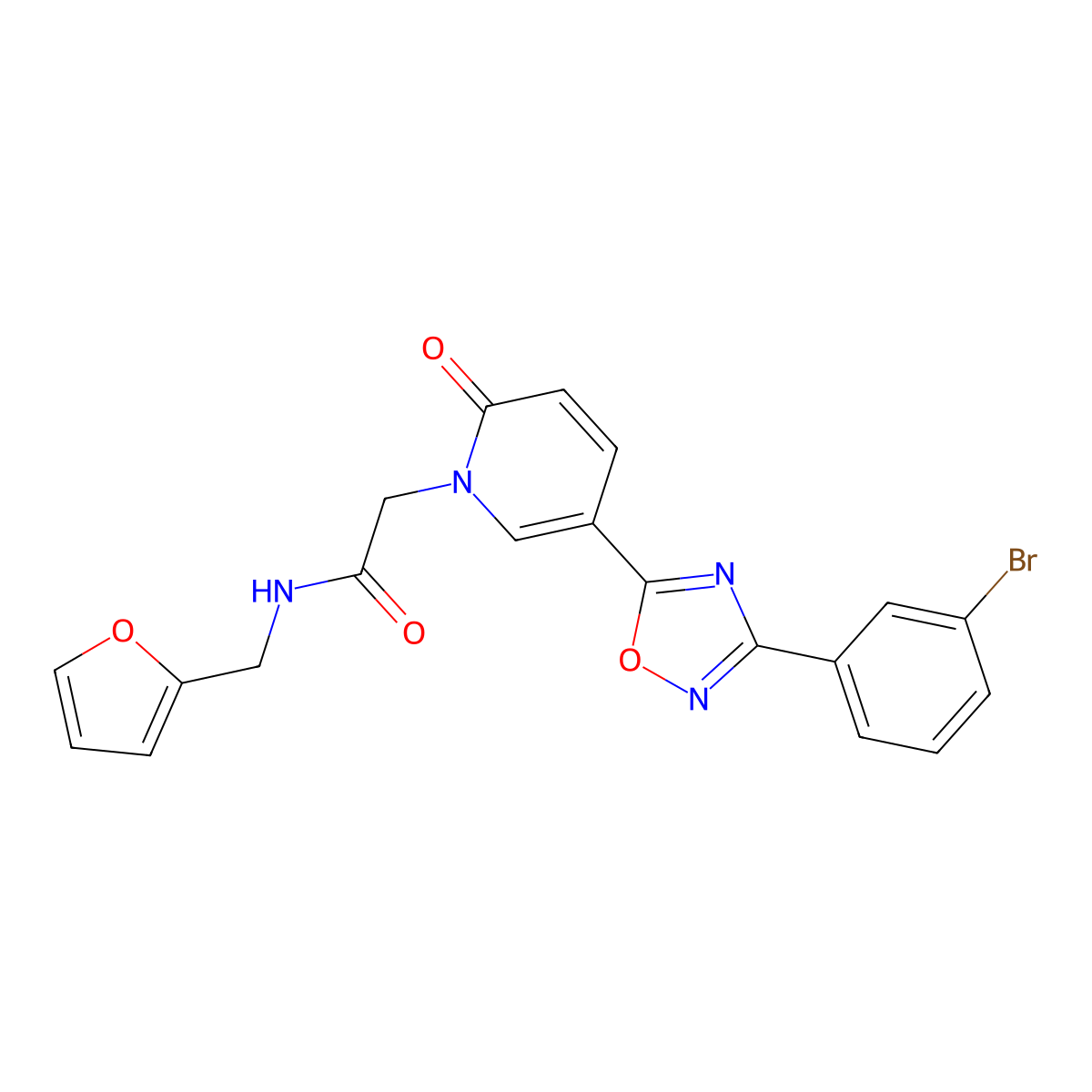 2-(5-(3-(3-bromophenyl)-1,2,4-oxadiazol-5-yl)-2-oxopyridin-1(2H)-yl)-N-(furan-2-ylmethyl)acetamide molecular structure, CAS 1326845-79-7