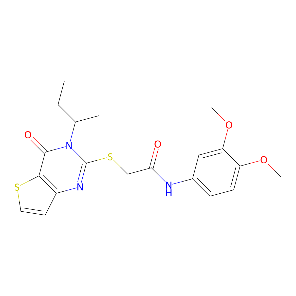 2-{[3-(butan-2-yl)-4-oxo-3,4-dihydrothieno[3,2-d]pyrimidin-2-yl]sulfanyl}-N-(3,4-dimethoxyphenyl)acetamide molecular structure, CAS 1326845-98-0