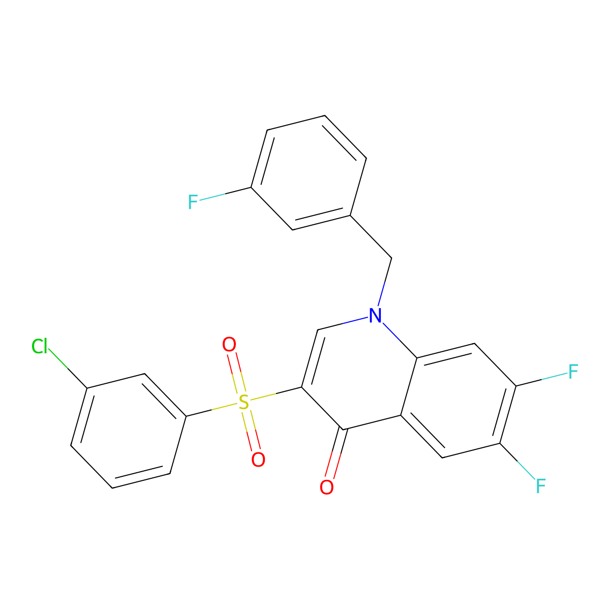 3-[(3-chlorophenyl)sulfonyl]-6,7-difluoro-1-(3-fluorobenzyl)quinolin-4(1H)-one molecular structure, CAS 1326845-99-1