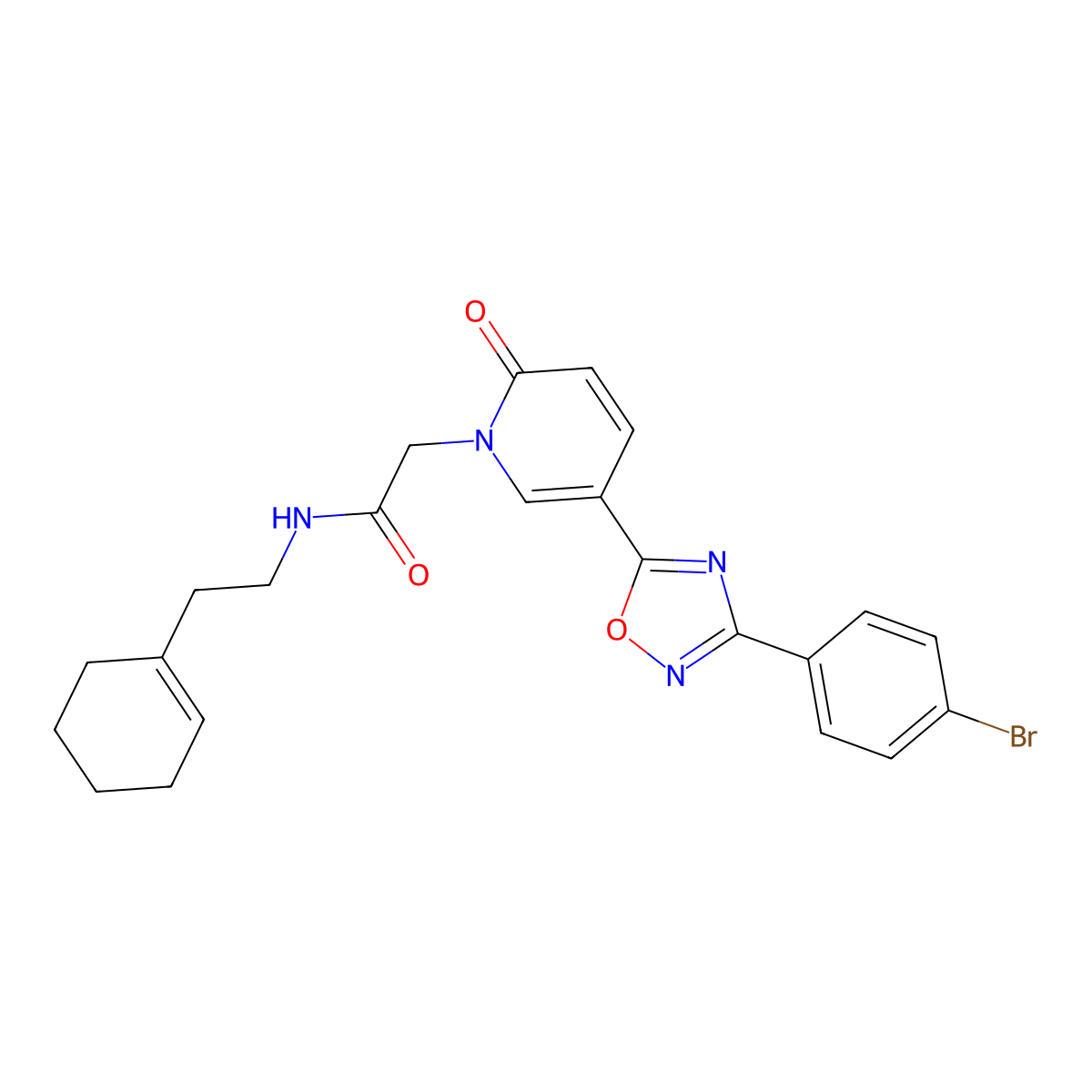 2-(5-(3-(4-bromophenyl)-1,2,4-oxadiazol-5-yl)-2-oxopyridin-1(2H)-yl)-N-(2-(cyclohex-1-en-1-yl)ethyl)acetamide molecular structure, CAS 1326846-10-9