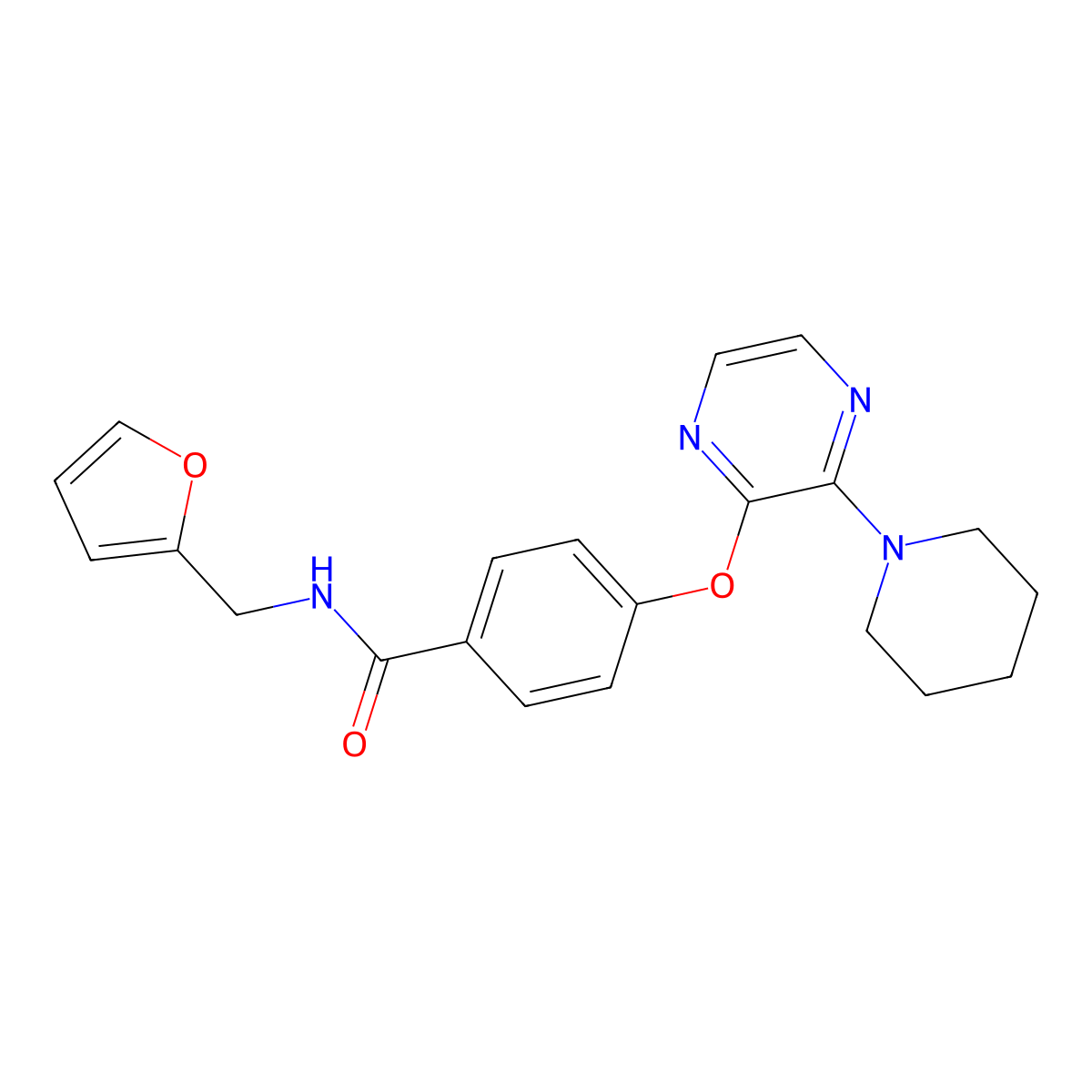 N-(2-furylmethyl)-4-[(3-piperidin-1-ylpyrazin-2-yl)oxy]benzamide molecular structure, CAS 1326846-31-4