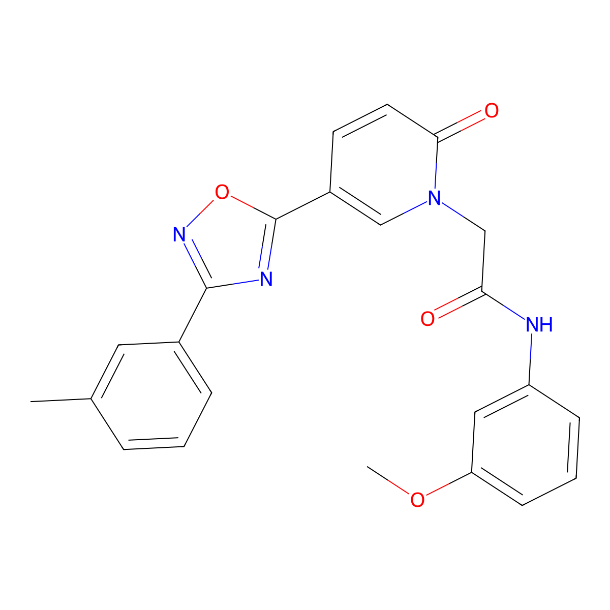 N-(3-methoxyphenyl)-2-{5-[3-(3-methylphenyl)-1,2,4-oxadiazol-5-yl]-2-oxopyridin-1(2H)-yl}acetamide molecular structure, CAS 1326846-50-7