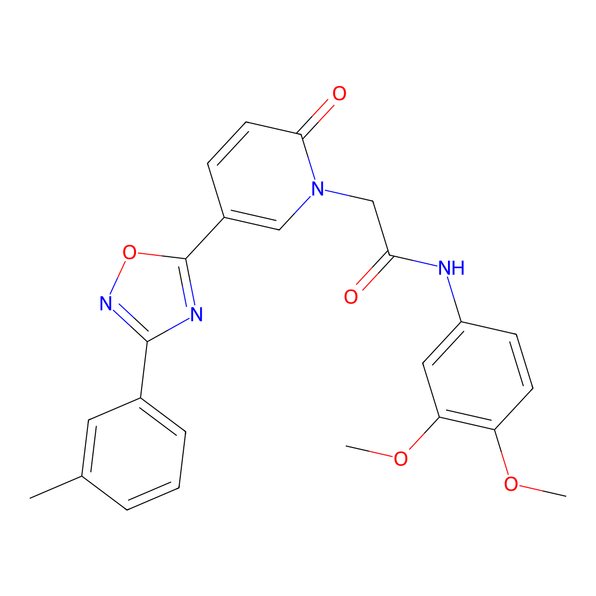 N-(3,4-dimethoxyphenyl)-2-{5-[3-(3-methylphenyl)-1,2,4-oxadiazol-5-yl]-2-oxopyridin-1(2H)-yl}acetamide molecular structure, CAS 1326846-53-0