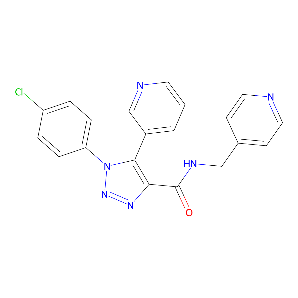 1-(4-chlorophenyl)-5-(pyridin-3-yl)-N-(pyridin-4-ylmethyl)-1H-1,2,3-triazole-4-carboxamide molecular structure, CAS 1326846-88-1