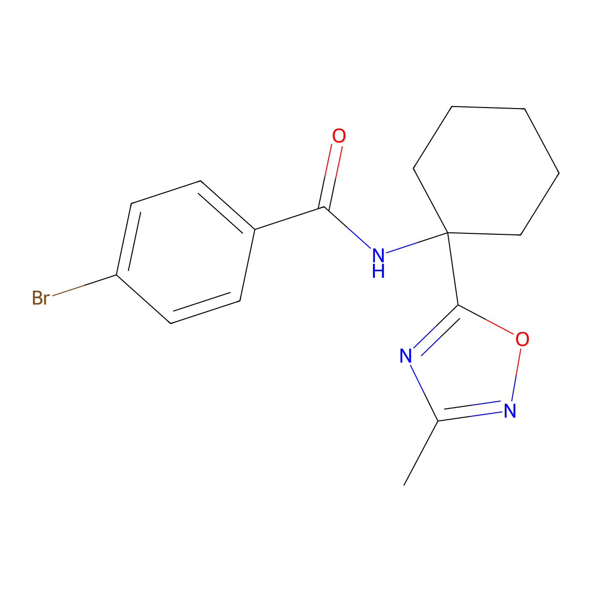 4-bromo-N-[1-(3-methyl-1,2,4-oxadiazol-5-yl)cyclohexyl]benzamide molecular structure, CAS 1326847-04-4