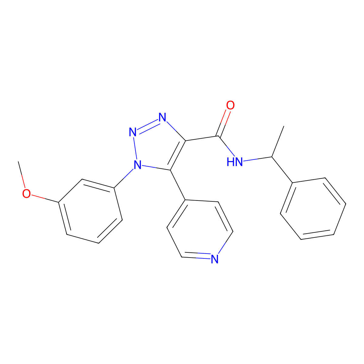 1-(3-methoxyphenyl)-N-(1-phenylethyl)-5-(pyridin-4-yl)-1H-1,2,3-triazole-4-carboxamide molecular structure, CAS 1326847-08-8