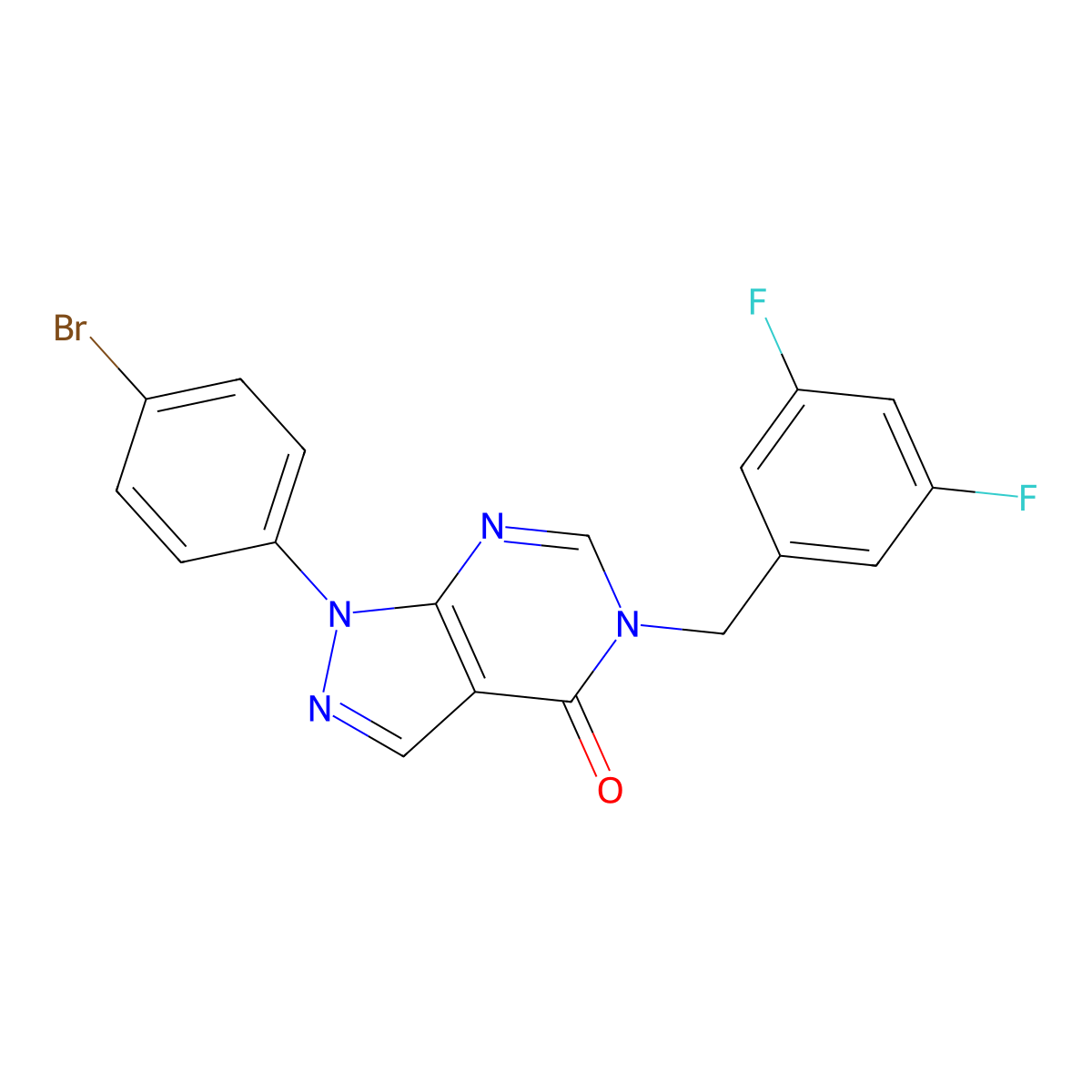 1-(4-bromophenyl)-5-(3,5-difluorobenzyl)-1,5-dihydro-4H-pyrazolo[3,4-d]pyrimidin-4-one molecular structure, CAS 1326847-81-7