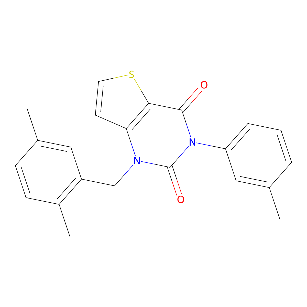 1-(2,5-dimethylbenzyl)-3-(3-methylphenyl)thieno[3,2-d]pyrimidine-2,4(1H,3H)-dione molecular structure, CAS 1326848-63-8