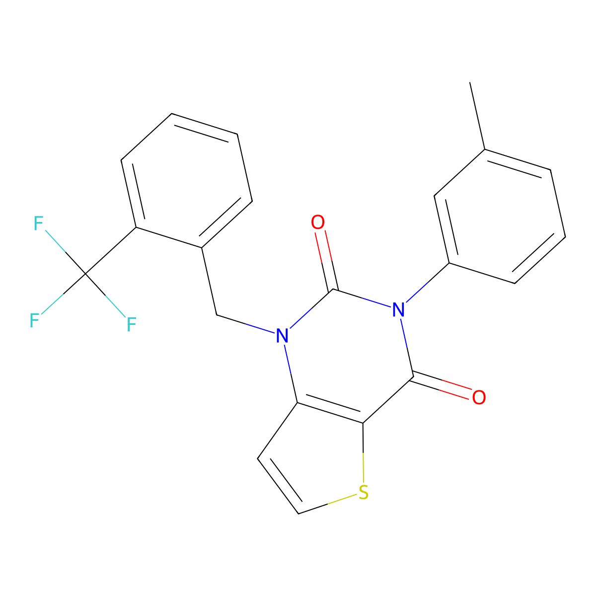 3-(3-methylphenyl)-1-[2-(trifluoromethyl)benzyl]thieno[3,2-d]pyrimidine-2,4(1H,3H)-dione molecular structure, CAS 1326848-85-4