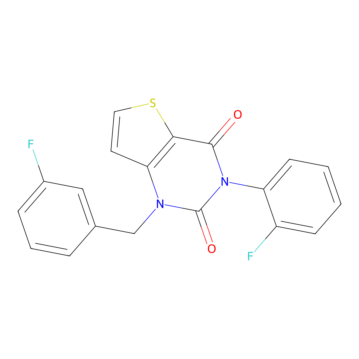 1-(3-fluorobenzyl)-3-(2-fluorophenyl)thieno[3,2-d]pyrimidine-2,4(1H,3H)-dione molecular structure, CAS 1326849-04-0