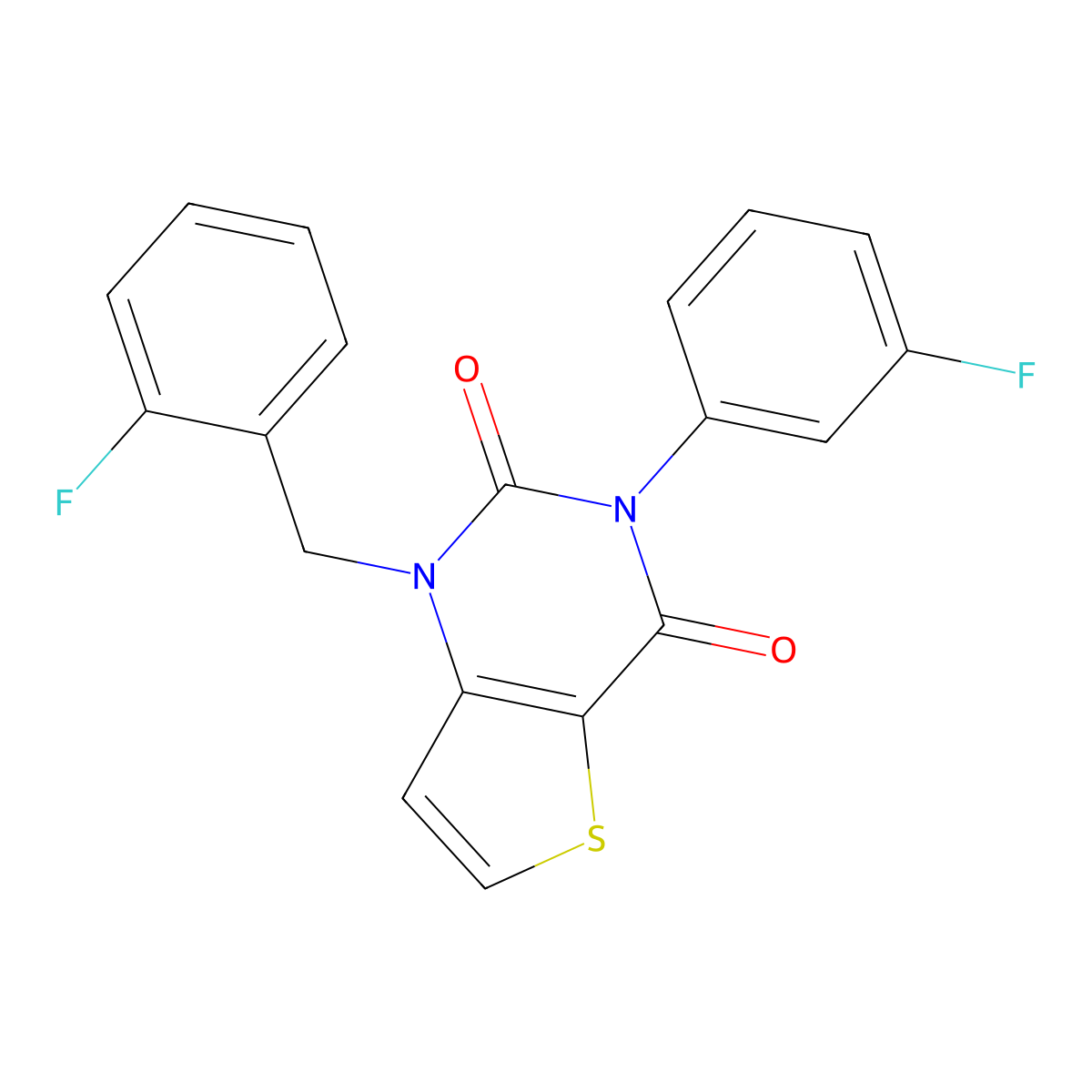 1-(2-fluorobenzyl)-3-(3-fluorophenyl)thieno[3,2-d]pyrimidine-2,4(1H,3H)-dione molecular structure, CAS 1326849-19-7