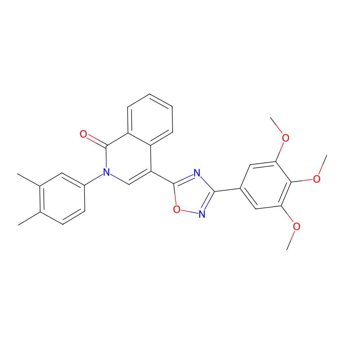 2-(3,4-dimethylphenyl)-4-[3-(3,4,5-trimethoxyphenyl)-1,2,4-oxadiazol-5-yl]isoquinolin-1(2H)-one molecular structure, CAS 1326849-52-8