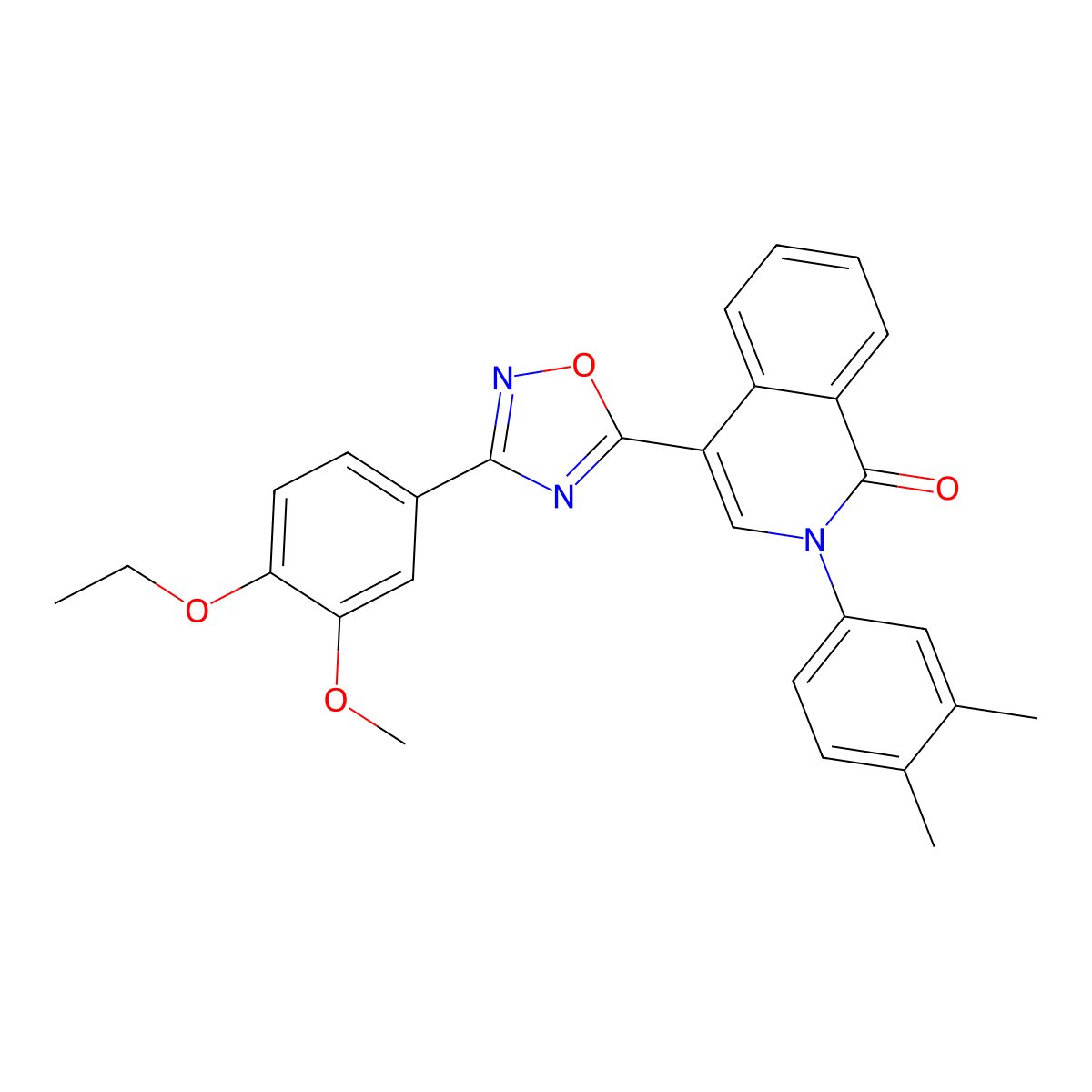 2-(3,4-dimethylphenyl)-4-[3-(4-ethoxy-3-methoxyphenyl)-1,2,4-oxadiazol-5-yl]isoquinolin-1(2H)-one molecular structure, CAS 1326849-56-2