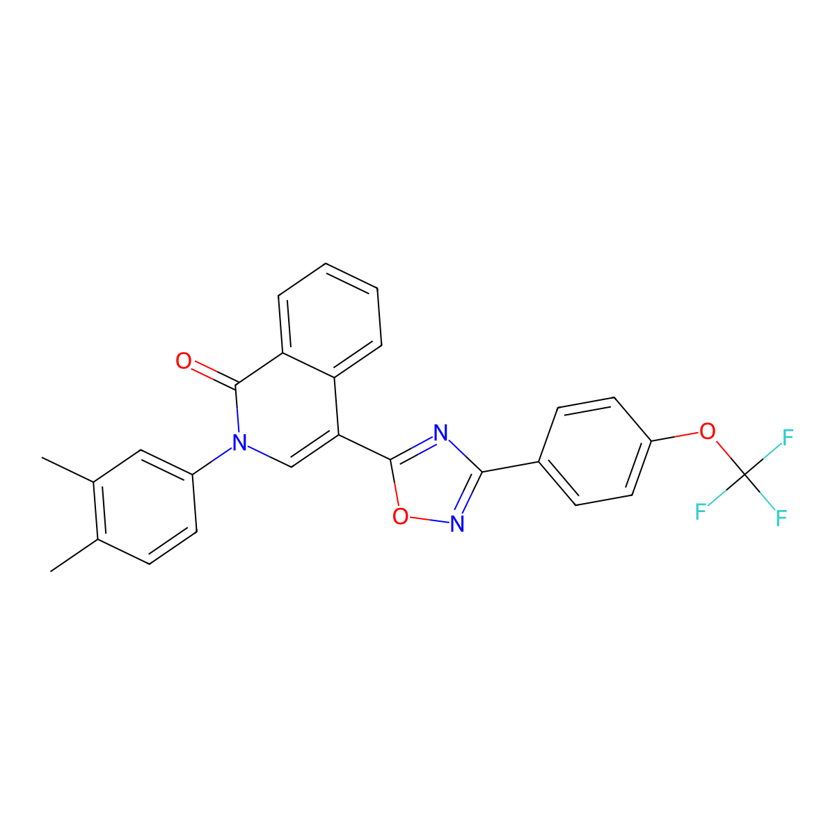 2-(3,4-dimethylphenyl)-4-{3-[4-(trifluoromethoxy)phenyl]-1,2,4-oxadiazol-5-yl}isoquinolin-1(2H)-one molecular structure, CAS 1326849-57-3