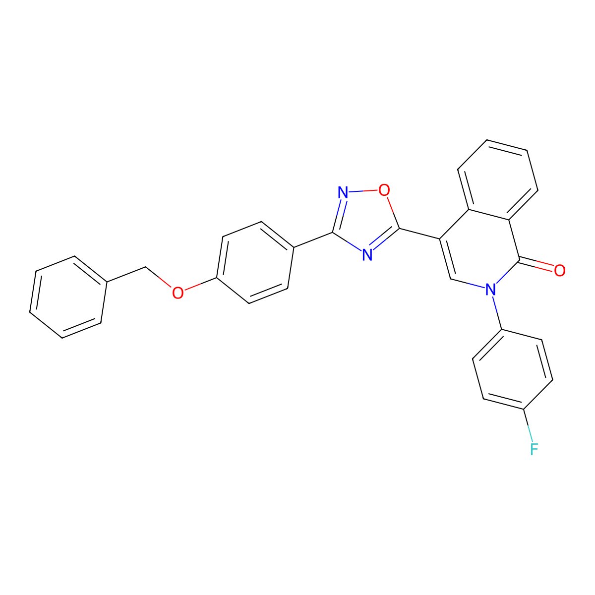 4-{3-[4-(benzyloxy)phenyl]-1,2,4-oxadiazol-5-yl}-2-(4-fluorophenyl)isoquinolin-1(2H)-one molecular structure, CAS 1326849-85-7