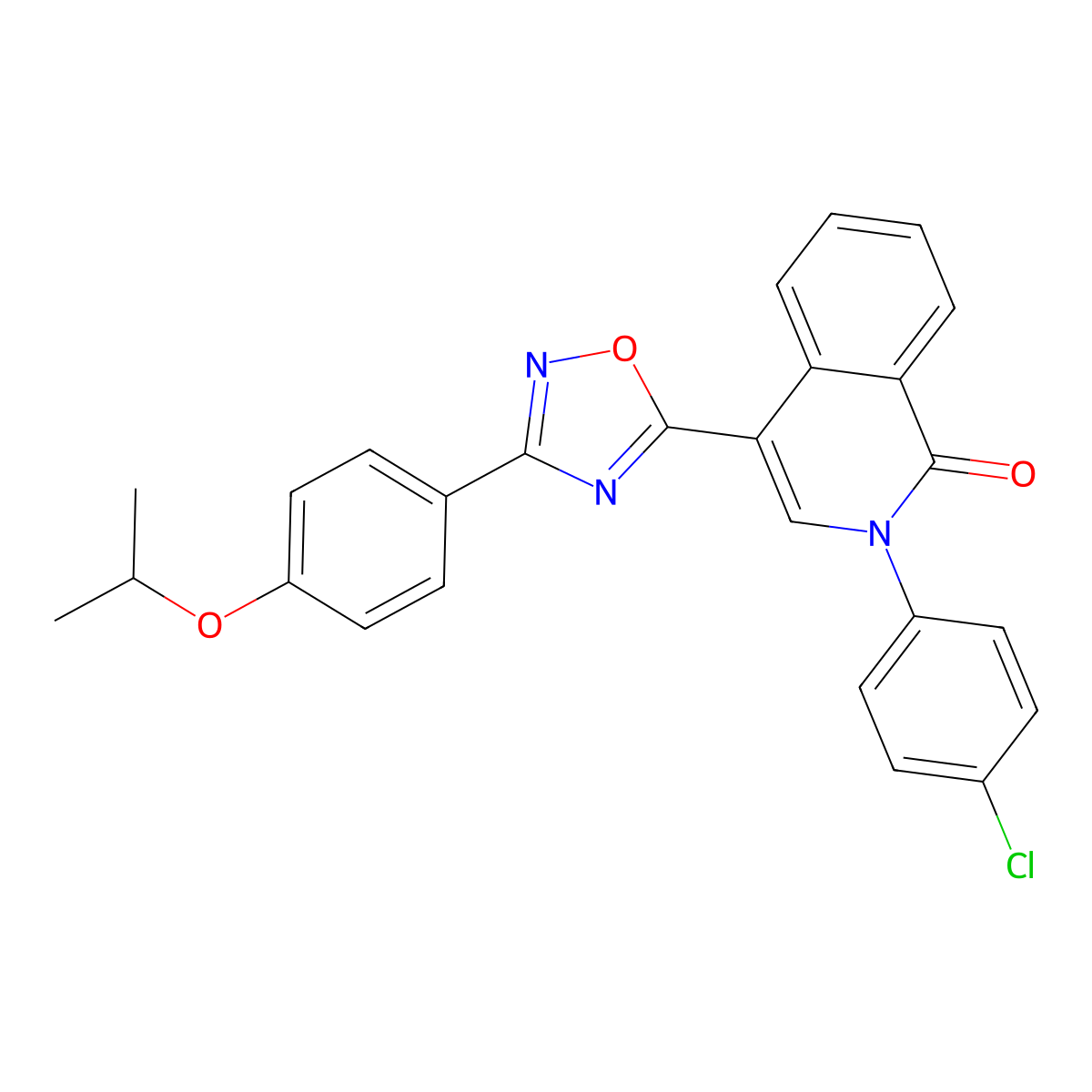 2-(4-Chlorophenyl)-4-{3-[4-(propan-2-yloxy)phenyl]-1,2,4-oxadiazol-5-yl}-1,2-dihydroisoquinolin-1-one molecular structure, CAS 1326849-92-6