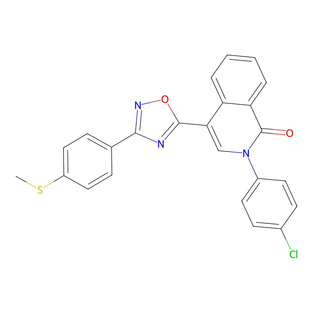 2-(4-chlorophenyl)-4-{3-[4-(methylsulfanyl)phenyl]-1,2,4-oxadiazol-5-yl}isoquinolin-1(2H)-one molecular structure, CAS 1326849-95-9