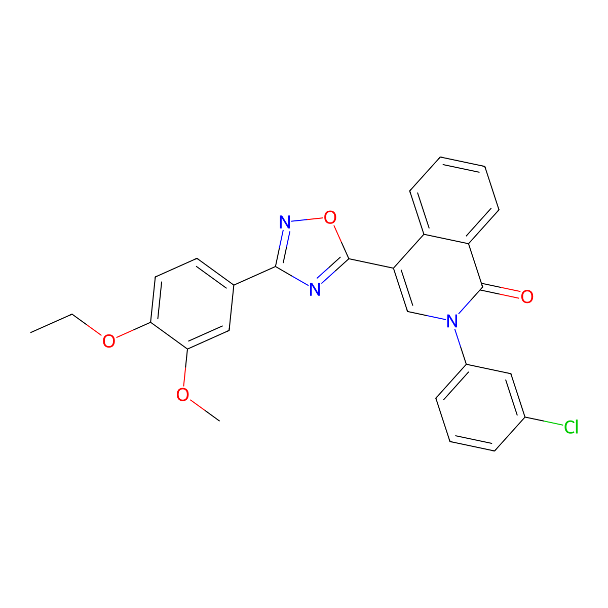 2-(3-chlorophenyl)-4-[3-(4-ethoxy-3-methoxyphenyl)-1,2,4-oxadiazol-5-yl]isoquinolin-1(2H)-one molecular structure, CAS 1326850-03-6