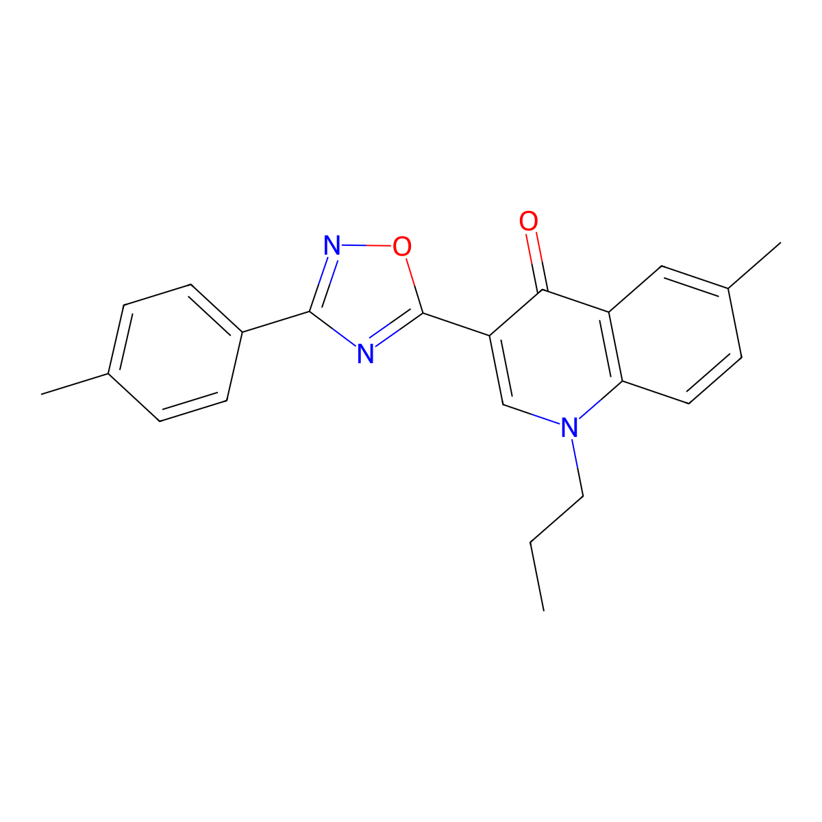 6-methyl-3-[3-(4-methylphenyl)-1,2,4-oxadiazol-5-yl]-1-propylquinolin-4(1H)-one molecular structure, CAS 1326850-09-2