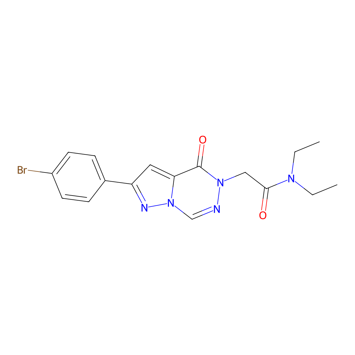 2-(2-(4-bromophenyl)-4-oxopyrazolo[1,5-d][1,2,4]triazin-5(4H)-yl)-N,N-diethylacetamide molecular structure, CAS 1326850-53-6