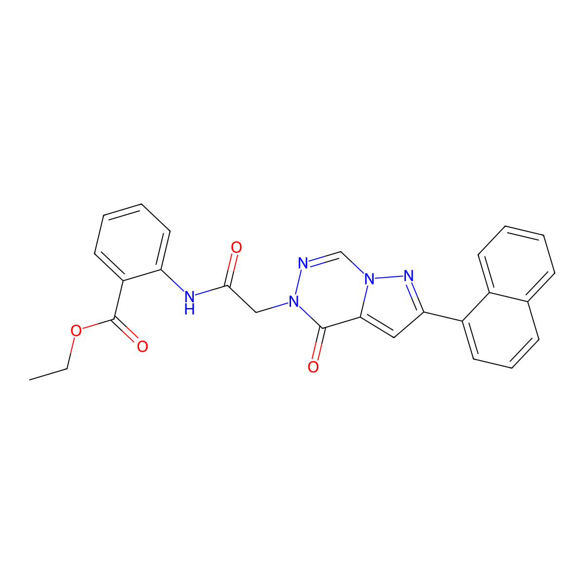 ethyl 2-({[2-(naphthalen-1-yl)-4-oxopyrazolo[1,5-d][1,2,4]triazin-5(4H)-yl]acetyl}amino)benzoate molecular structure, CAS 1326850-71-8