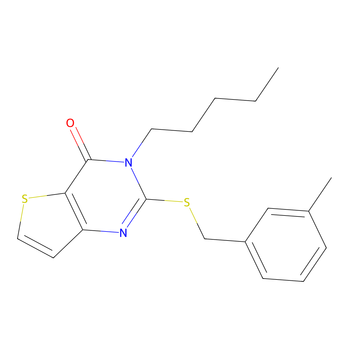 2-[(3-methylbenzyl)sulfanyl]-3-pentylthieno[3,2-d]pyrimidin-4(3H)-one molecular structure, CAS 1326851-62-0