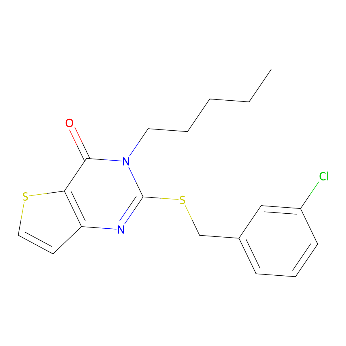 2-[(3-chlorobenzyl)sulfanyl]-3-pentylthieno[3,2-d]pyrimidin-4(3H)-one molecular structure, CAS 1326851-64-2