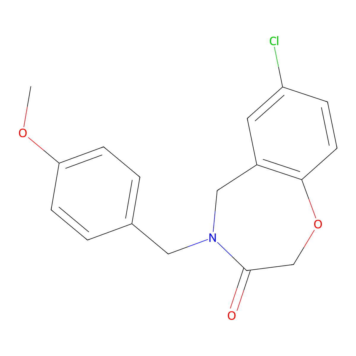 7-chloro-4-(4-methoxybenzyl)-4,5-dihydro-1,4-benzoxazepin-3(2H)-one molecular structure, CAS 1326851-72-2