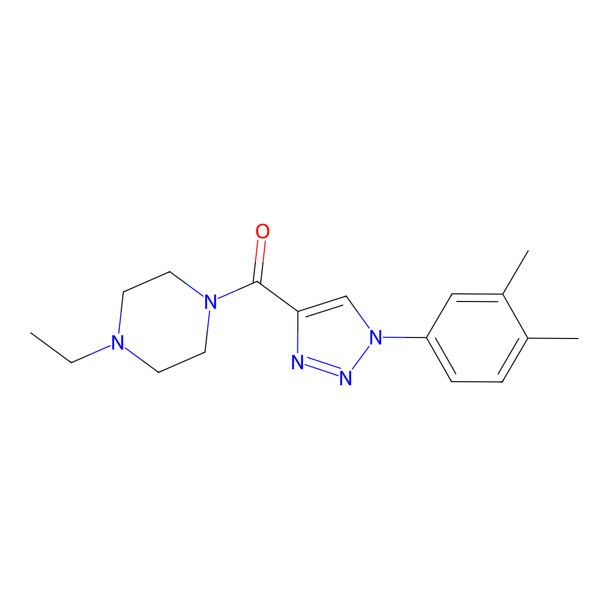 (1-(3,4-dimethylphenyl)-1H-1,2,3-triazol-4-yl)(4-ethylpiperazin-1-yl)methanone molecular structure, CAS 1326851-76-6