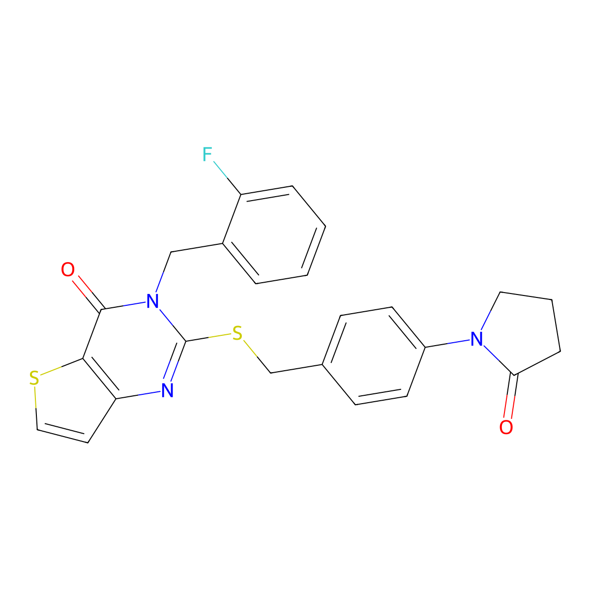 3-(2-fluorobenzyl)-2-{[4-(2-oxopyrrolidin-1-yl)benzyl]sulfanyl}thieno[3,2-d]pyrimidin-4(3H)-one molecular structure, CAS 1326851-85-7