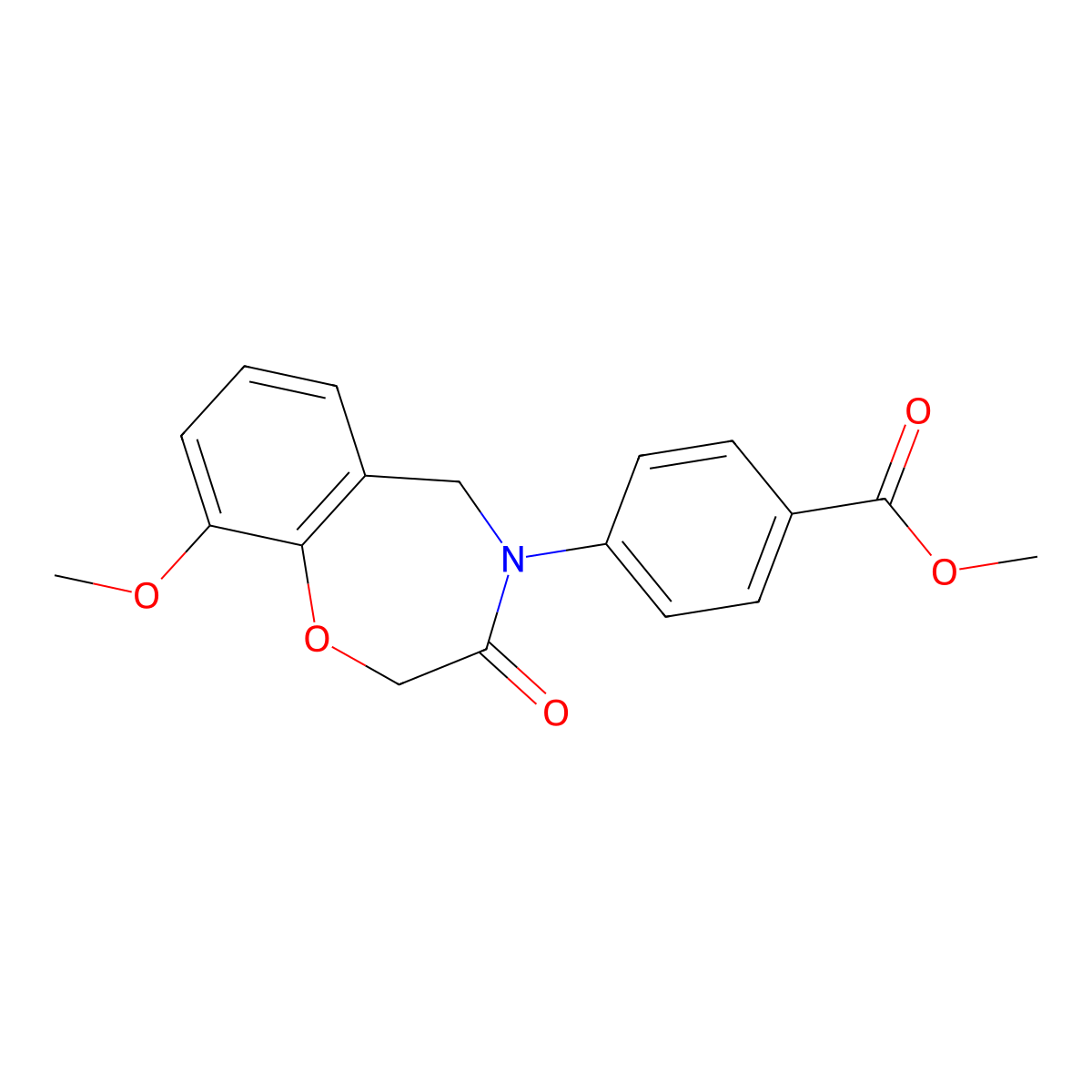 methyl 4-(9-methoxy-3-oxo-2,3-dihydro-1,4-benzoxazepin-4(5H)-yl)benzoate molecular structure, CAS 1326852-01-0