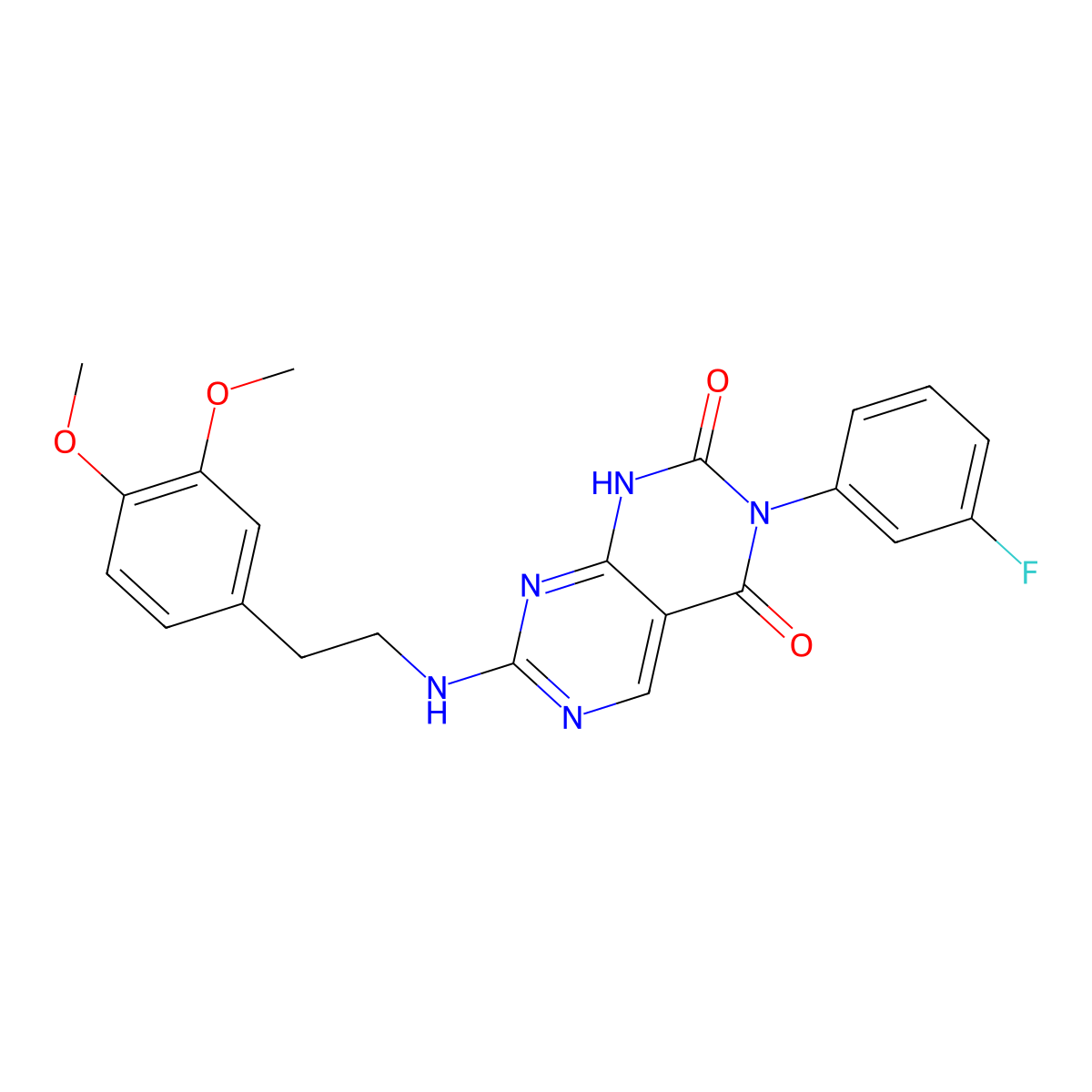 7-{[2-(3,4-dimethoxyphenyl)ethyl]amino}-3-(3-fluorophenyl)pyrimido[4,5-d]pyrimidine-2,4(1H,3H)-dione molecular structure, CAS 1326852-06-5