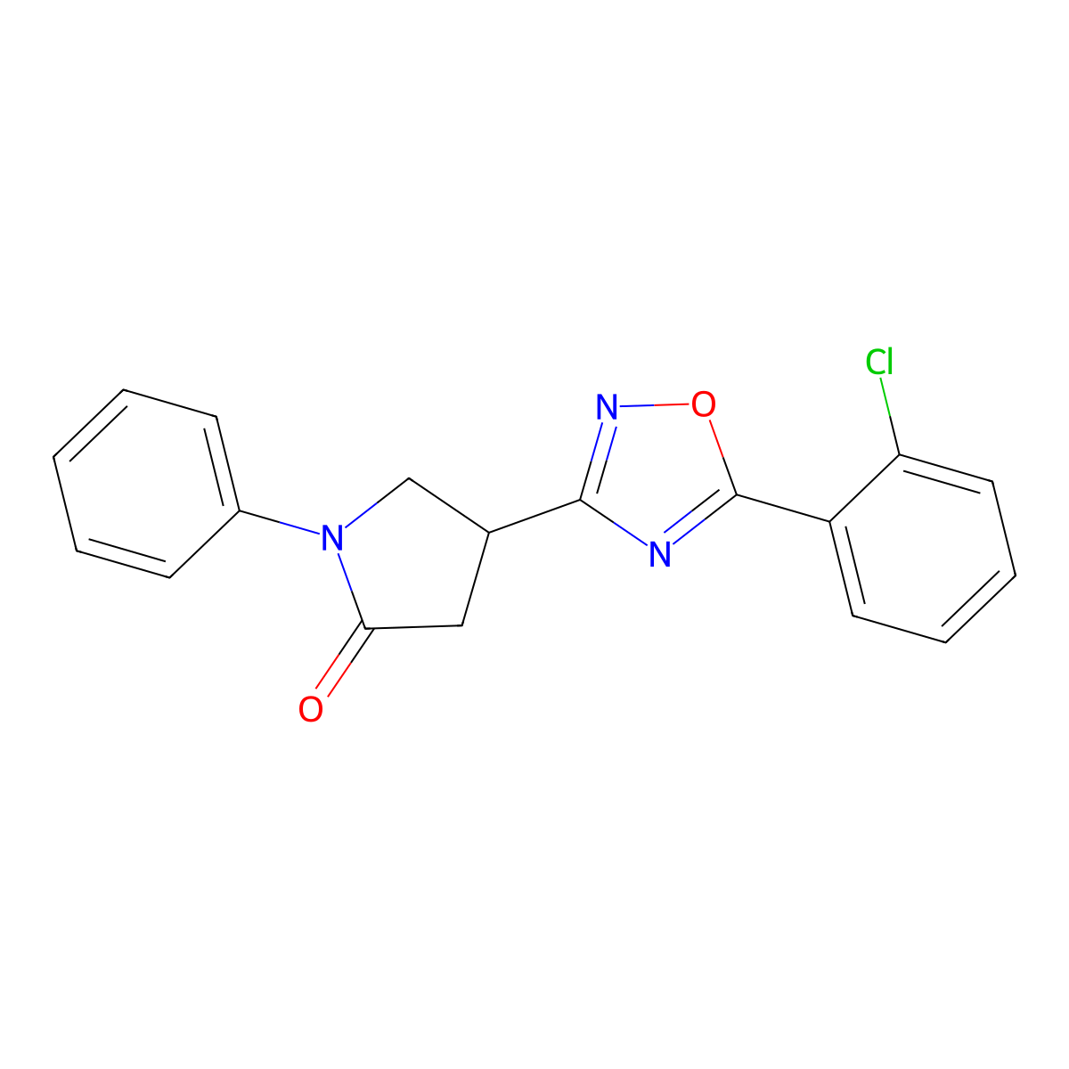 4-[5-(2-Chlorophenyl)-1,2,4-oxadiazol-3-yl]-1-phenylpyrrolidin-2-one molecular structure, CAS 1326853-06-8