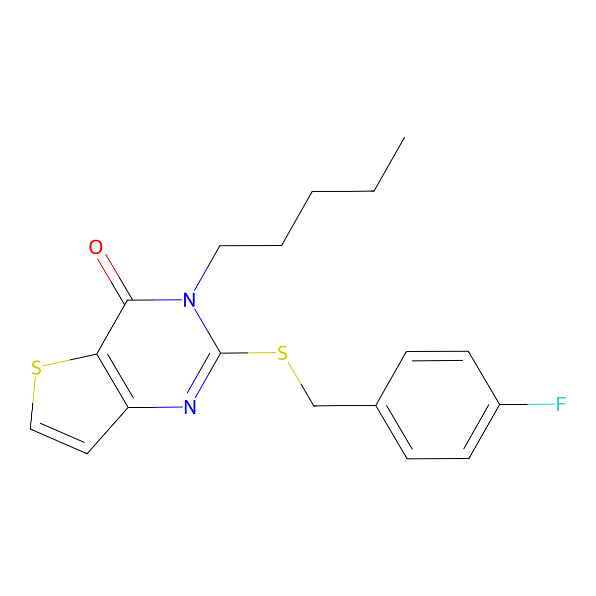 2-{[(4-fluorophenyl)methyl]sulfanyl}-3-pentyl-3H,4H-thieno[3,2-d]pyrimidin-4-one molecular structure, CAS 1326853-15-9
