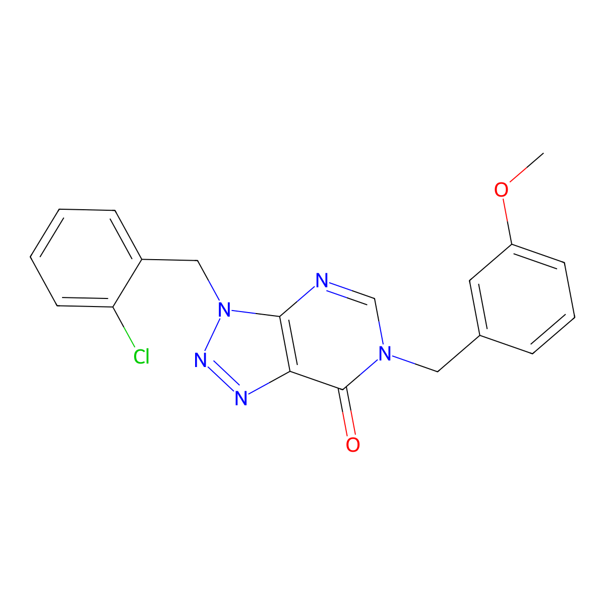 3-(2-chlorobenzyl)-6-(3-methoxybenzyl)-3,6-dihydro-7H-[1,2,3]triazolo[4,5-d]pyrimidin-7-one molecular structure, CAS 1326853-40-0