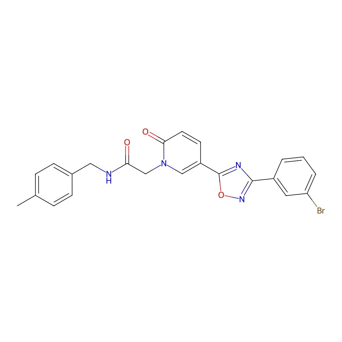 2-(5-(3-(3-bromophenyl)-1,2,4-oxadiazol-5-yl)-2-oxopyridin-1(2H)-yl)-N-(4-methylbenzyl)acetamide molecular structure, CAS 1326853-71-7