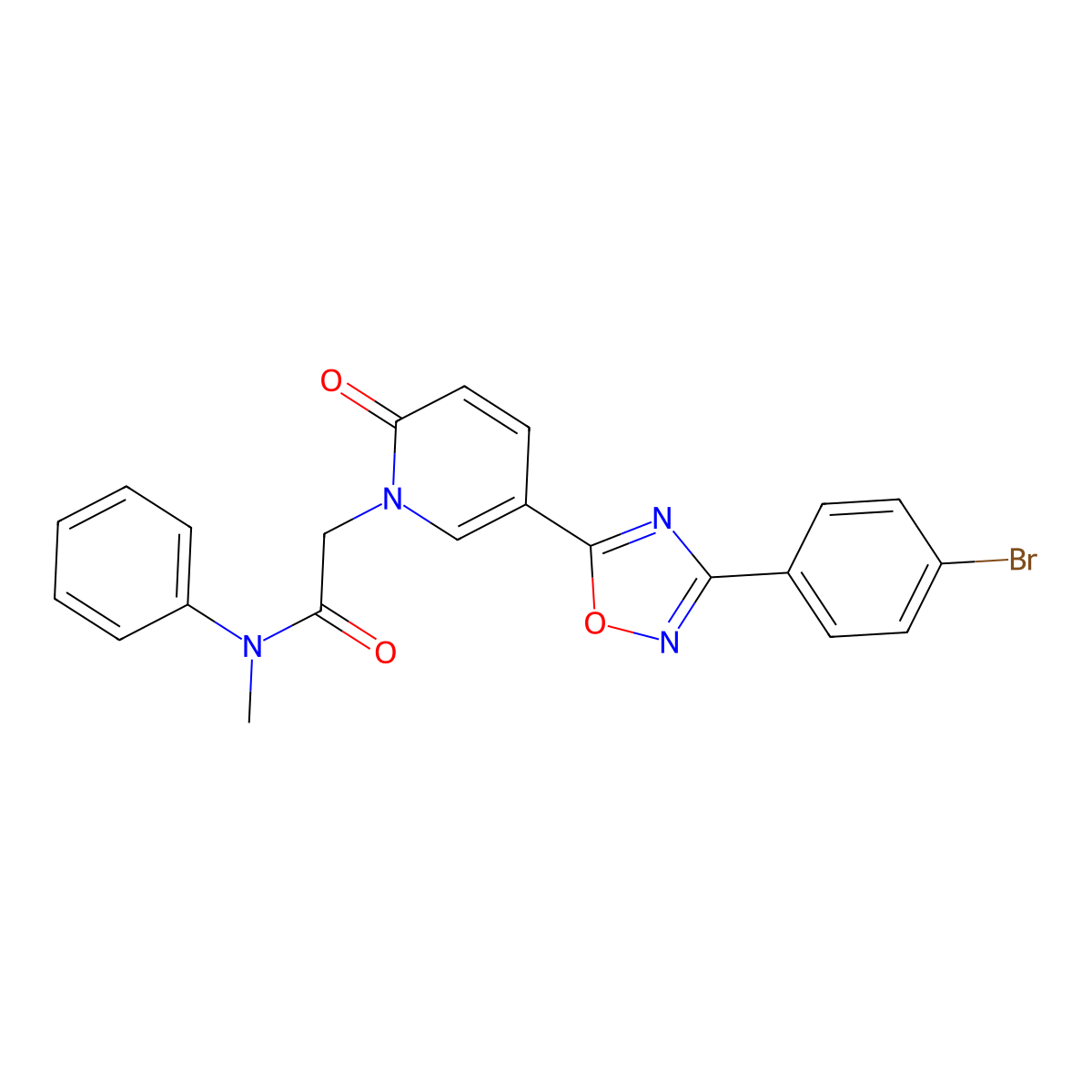 2-(5-(3-(4-bromophenyl)-1,2,4-oxadiazol-5-yl)-2-oxopyridin-1(2H)-yl)-N-methyl-N-phenylacetamide molecular structure, CAS 1326853-86-4
