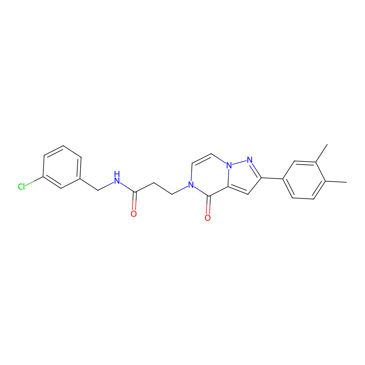 N-(3-chlorobenzyl)-3-[2-(3,4-dimethylphenyl)-4-oxopyrazolo[1,5-a]pyrazin-5(4H)-yl]propanamide molecular structure, CAS 1326854-02-7
