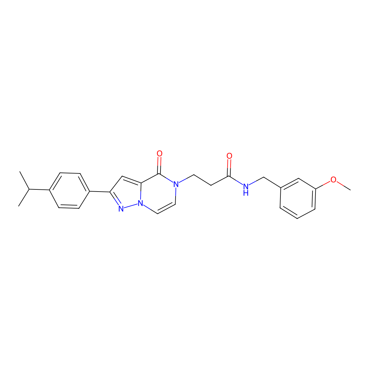 N-[(3-methoxyphenyl)methyl]-3-{4-oxo-2-[4-(propan-2-yl)phenyl]-4H,5H-pyrazolo[1,5-a]pyrazin-5-yl}propanamide molecular structure, CAS 1326854-31-2