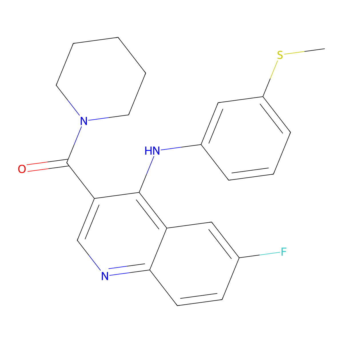 6-fluoro-N-[3-(methylthio)phenyl]-3-(piperidin-1-ylcarbonyl)quinolin-4-amine molecular structure, CAS 1326854-44-7