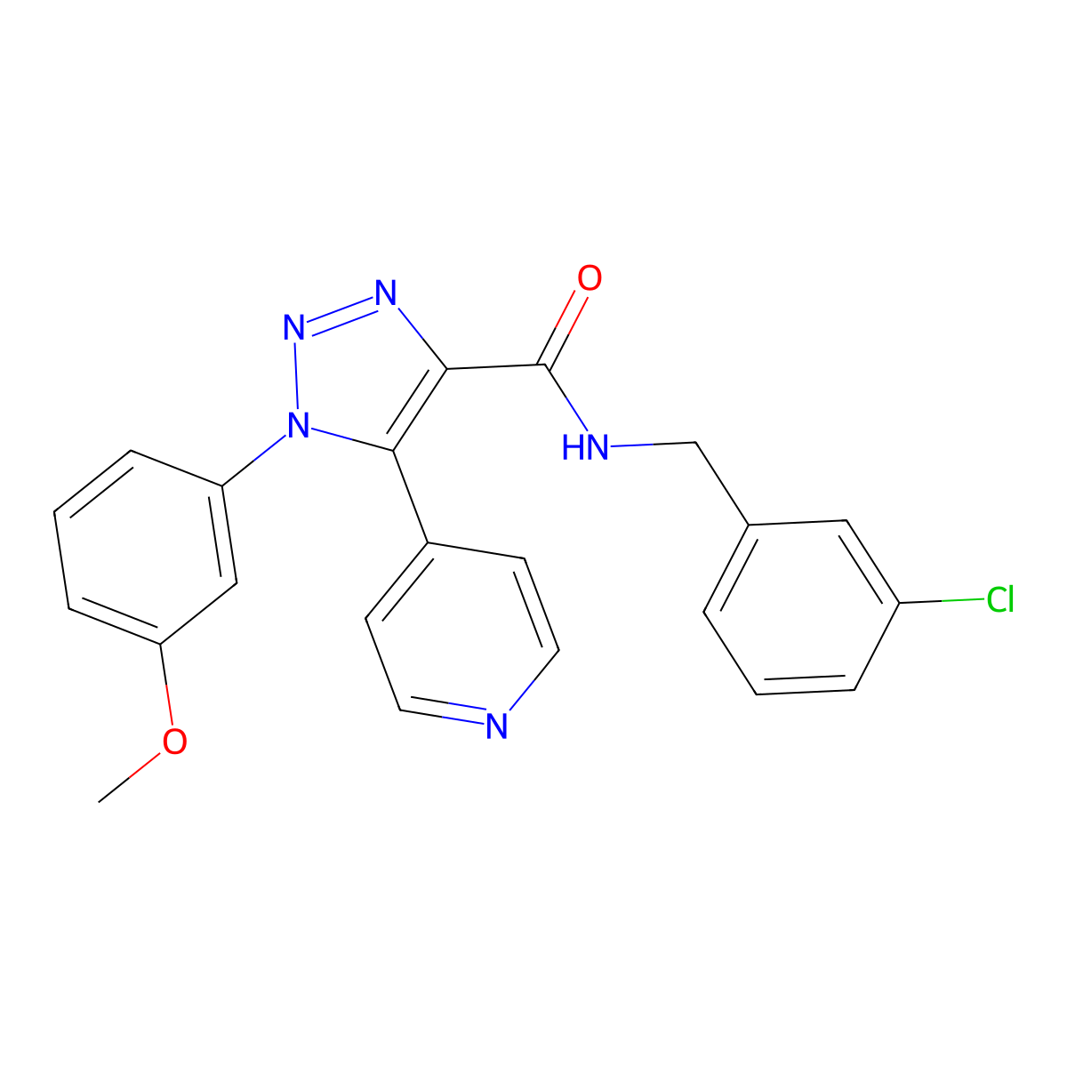 N-(3-chlorobenzyl)-1-(3-methoxyphenyl)-5-(pyridin-4-yl)-1H-1,2,3-triazole-4-carboxamide molecular structure, CAS 1326854-72-1
