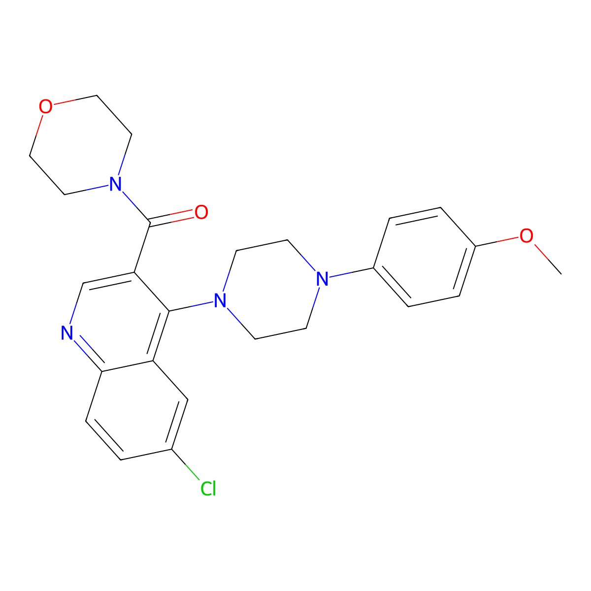 {6-Chloro-4-[4-(4-methoxyphenyl)piperazin-1-yl]quinolin-3-yl}(morpholin-4-yl)methanone molecular structure, CAS 1326854-91-4