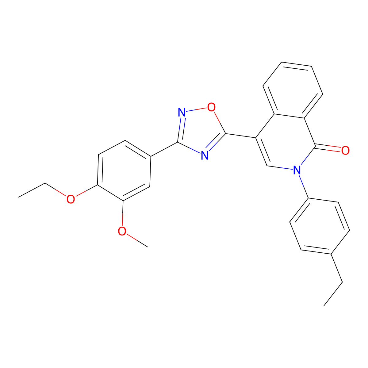 4-[3-(4-ethoxy-3-methoxyphenyl)-1,2,4-oxadiazol-5-yl]-2-(4-ethylphenyl)isoquinolin-1(2H)-one molecular structure, CAS 1326855-20-2