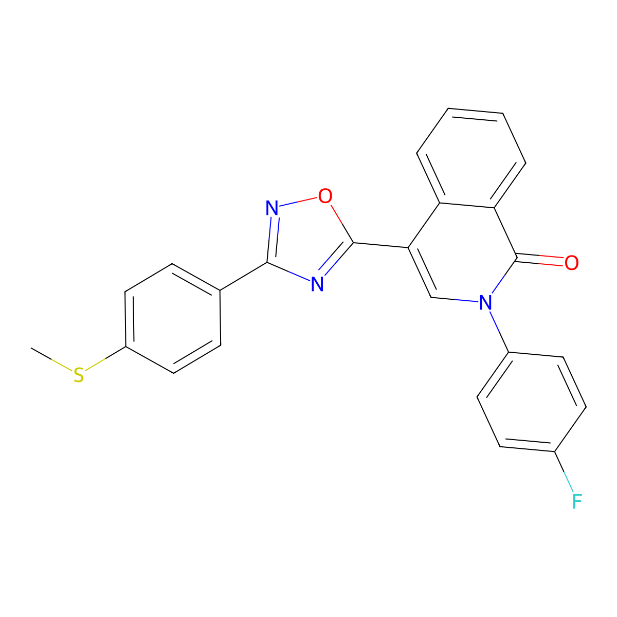 2-(4-fluorophenyl)-4-(3-(4-(methylthio)phenyl)-1,2,4-oxadiazol-5-yl)isoquinolin-1(2H)-one molecular structure, CAS 1326855-28-0